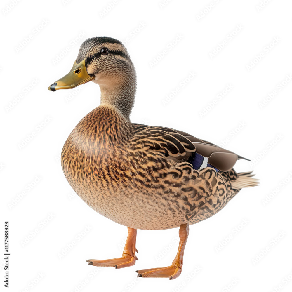 a realistic depiction of a mallard duck standing upright against a white background. showcasing its intricate feather patterns and colors. emphasizing its natural beauty and form a realistic depiction of a mallard duck standing upright against a white background. showcasing its intricate feather patterns and colors. emphasizing its natural beauty and form