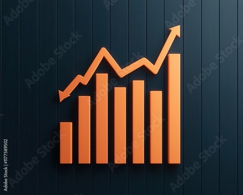 Bitcoin chart growth, upward trend glowing graphics, 3D illustration photo