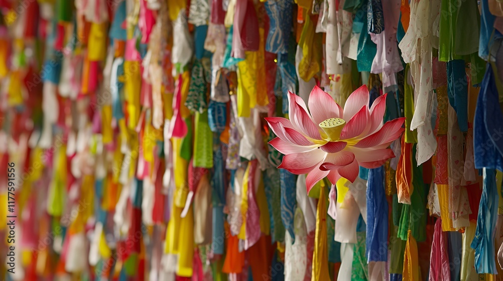 Fototapeta premium of a lotus flower used in a festival decoration, highlighting its cultural importance and beauty. | Lotus 