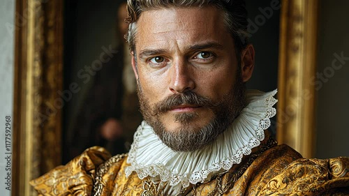 Nobleman with Ruff Posing for Portrait