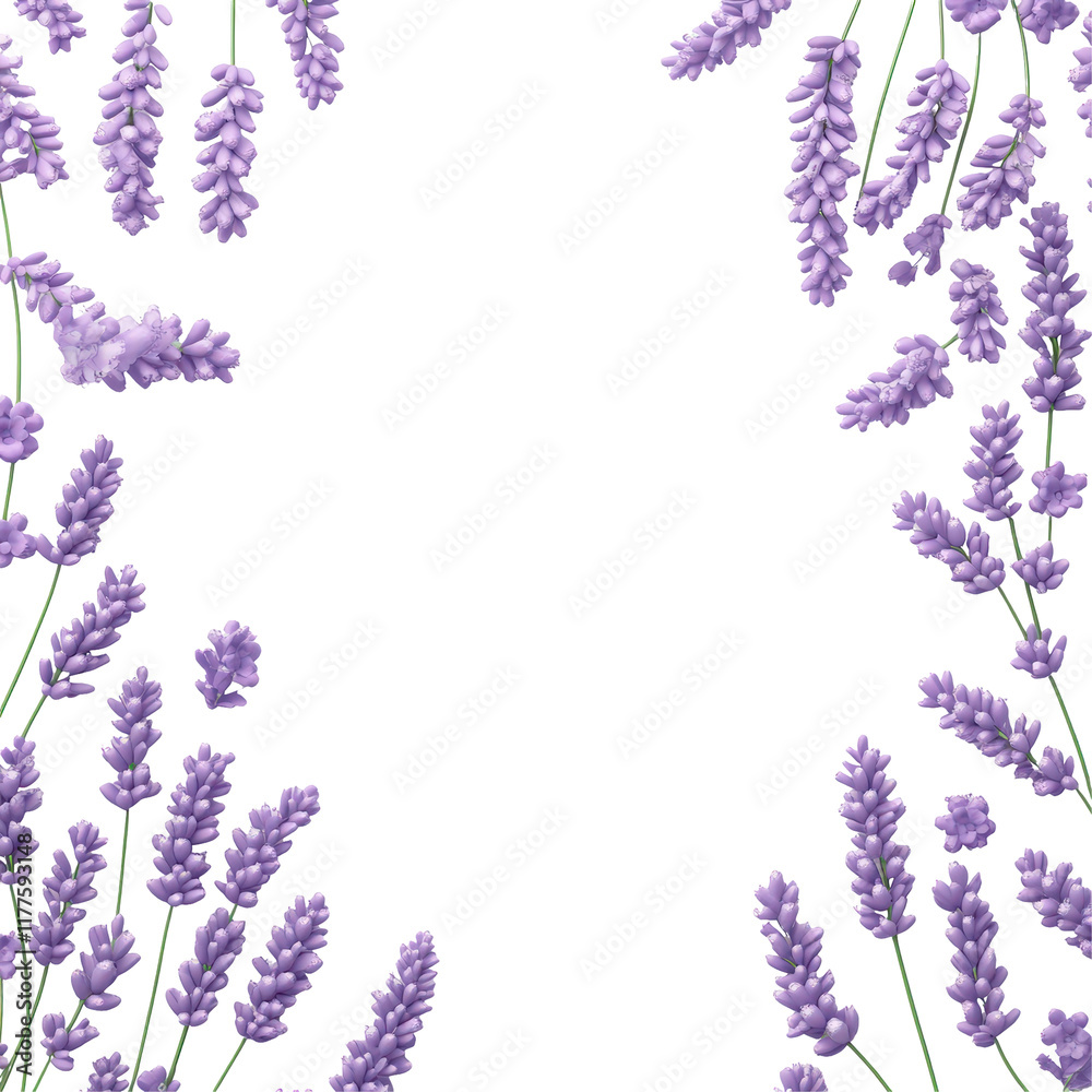 Naklejka premium Lavender Frame: Elegant Purple Floral Border