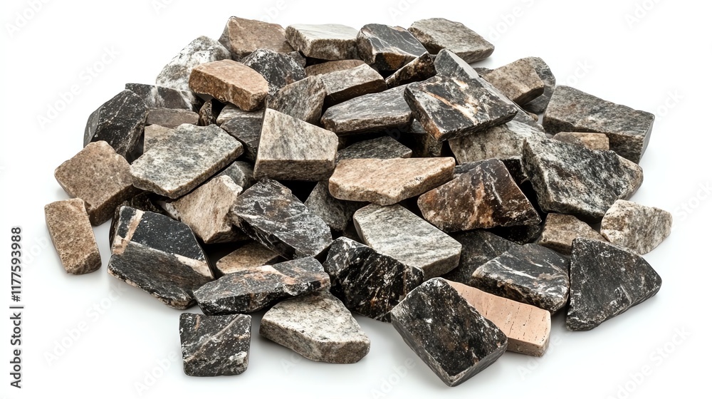 A variety of decorative stones on a white isolated background. A variety of decorative stones on a white isolated background.