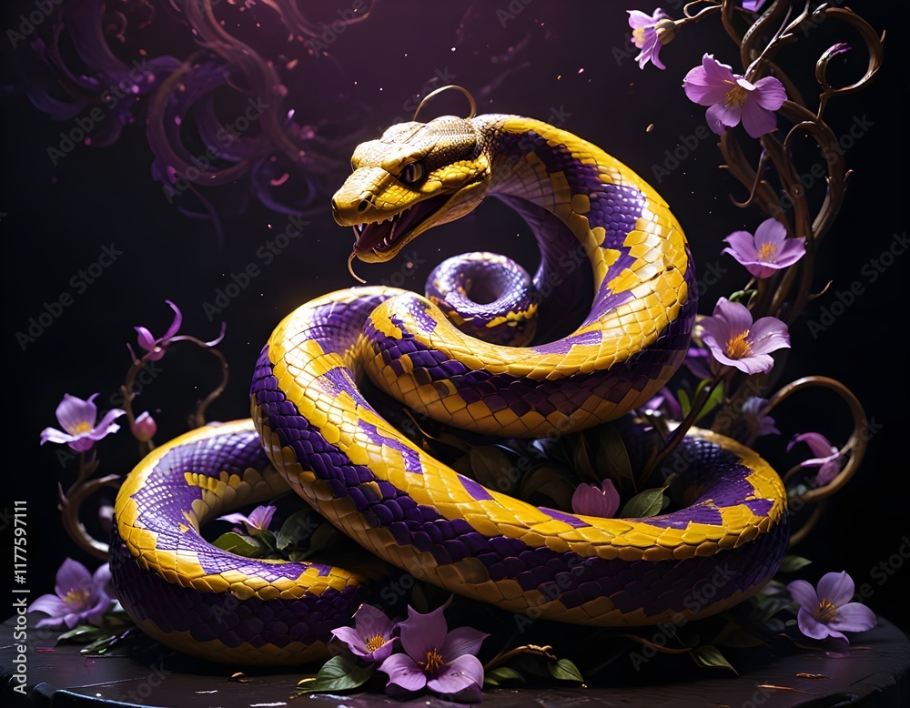 Fototapeta premium Chinese new year of the snake, colorful snake representing the new year