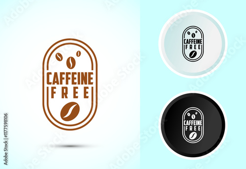 Caffeine free icon design illustration, No caffeine badge, sticker label design