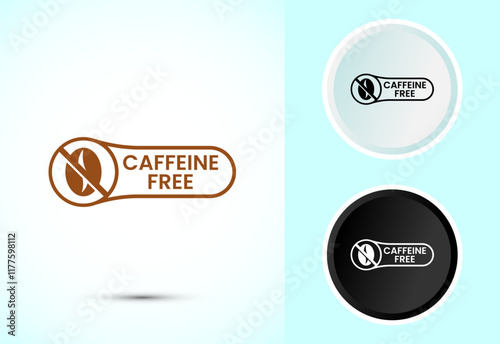 Caffeine free icon design illustration, No caffeine badge, sticker label design