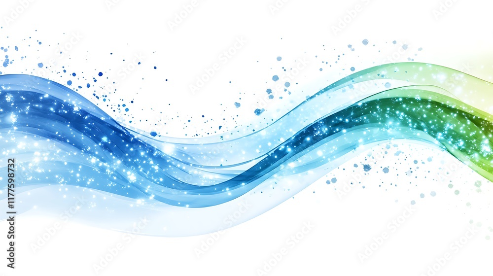 Abstract Blue Green Wave Sparkle Design Abstract Blue Green Wave Sparkle Design