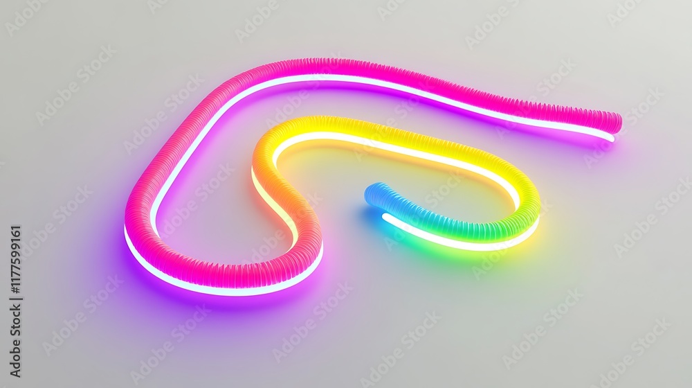 Rainbow Neon Lights Form Abstract Shapes Rainbow Neon Lights Form Abstract Shapes