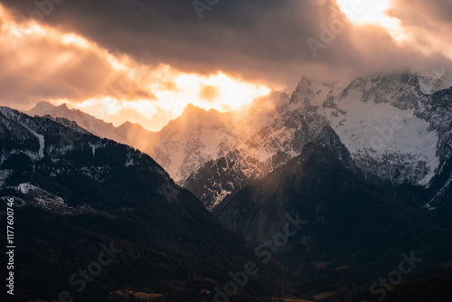 mountain panorama view in the alps	
