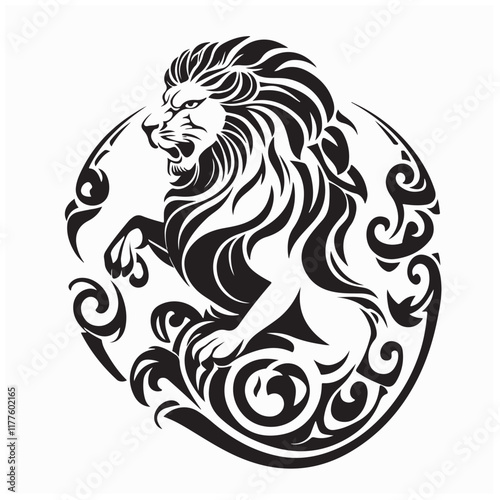 Creative lion logo design vector Image isolated on white background. photo