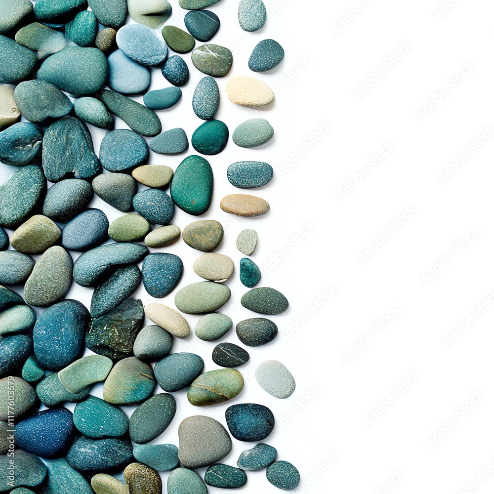 Colorful smooth pebbles, white isolate background. Colorful smooth pebbles, white isolate background.