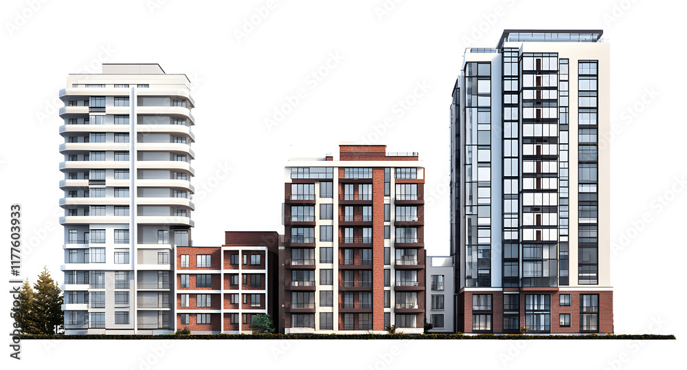 3d render of modern building isolated on transparent. 3d render of modern building isolated on transparent.