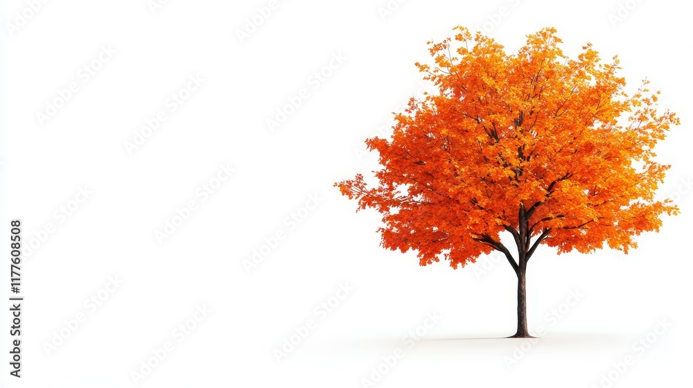 Autumn Tree Isolated on White - Fall foliage, vibrant orange leaves, single tree, white background, autumnal scene. Symbolizes change, beauty, nature, tranquility, and season. Autumn Tree Isolated on White - Fall foliage, vibrant orange leaves, single tree, white background, autumnal scene. Symbolizes change, beauty, nature, tranquility, and season.