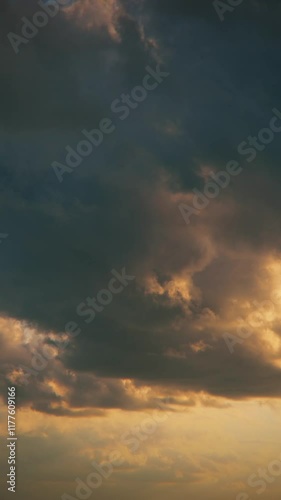 Trasition From Dark Warm Sunset Cloudscape To Clear Dawn Evening Sky. Cloudy Sky With Clouds. Natural Background. , Time Lapse, Timelapse, Amazing Time-lapse photo