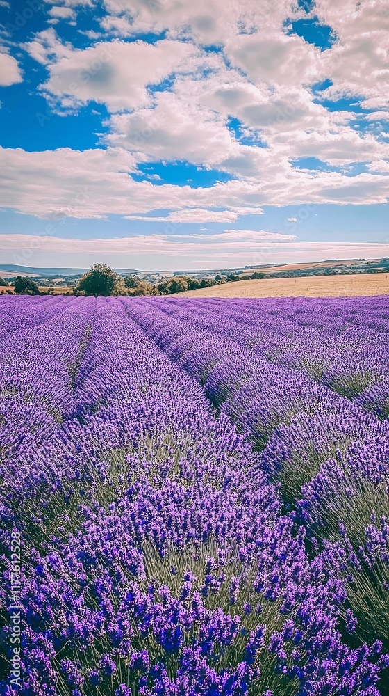 Obraz premium Lavender Fields: A Serene Summer Landscape in Purple Hues
