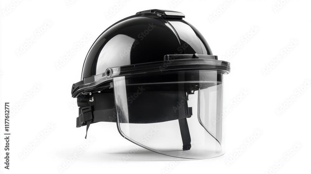 Fototapeta premium Black Safety Helmet with Transparent Face Shield
