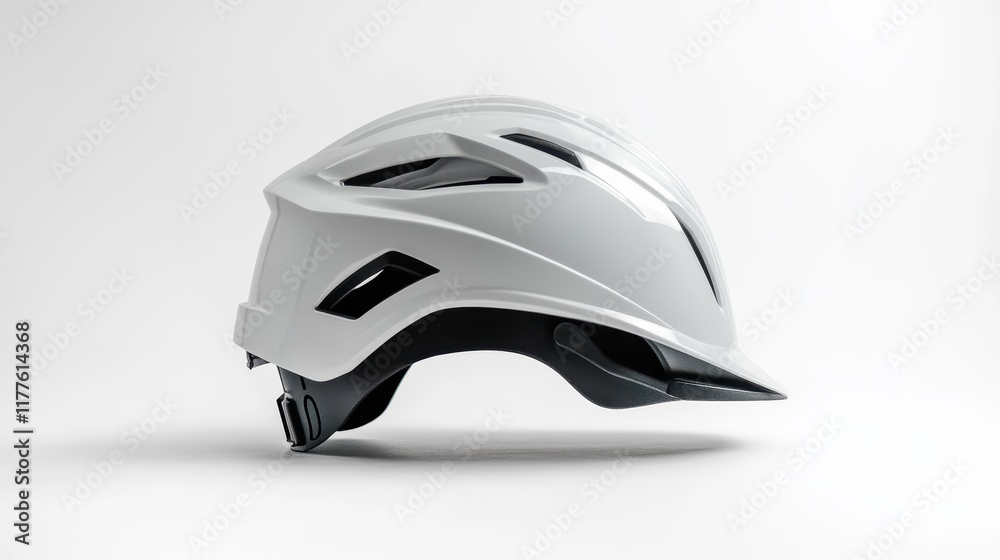 Modern White Bicycle Helmet on White Background