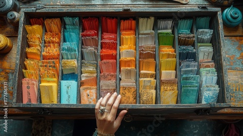 Employee adeptly arranges a tidy desk, meticulously organizing both digital and physical files, showcasing exceptional organizational prowess, office management, and productivity abilities photo