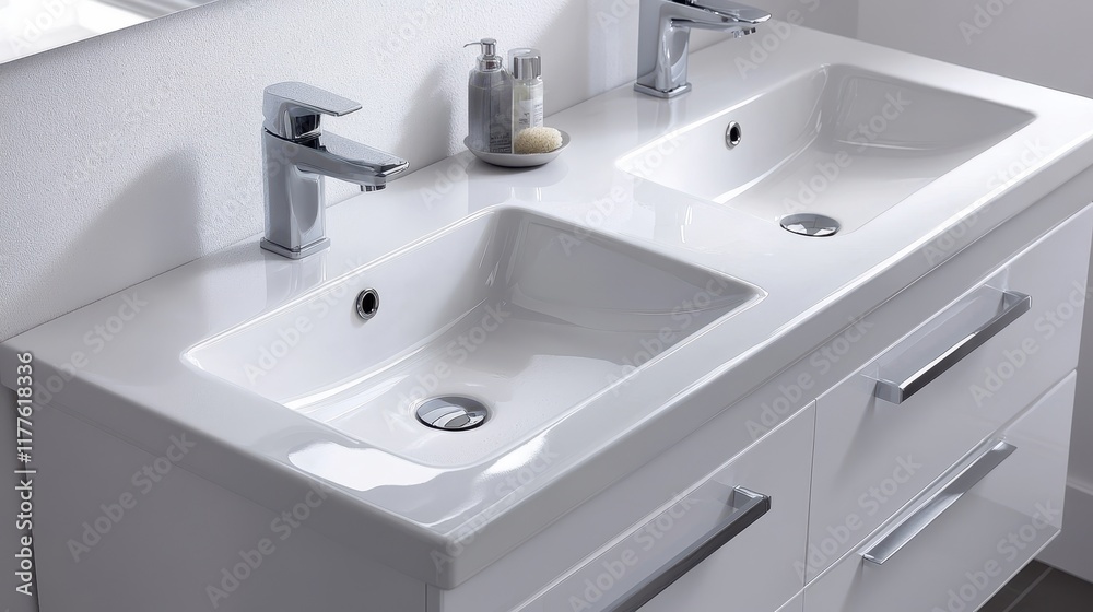 Modern Bathroom Sink with Dual Basin Design Modern Bathroom Sink with Dual Basin Design