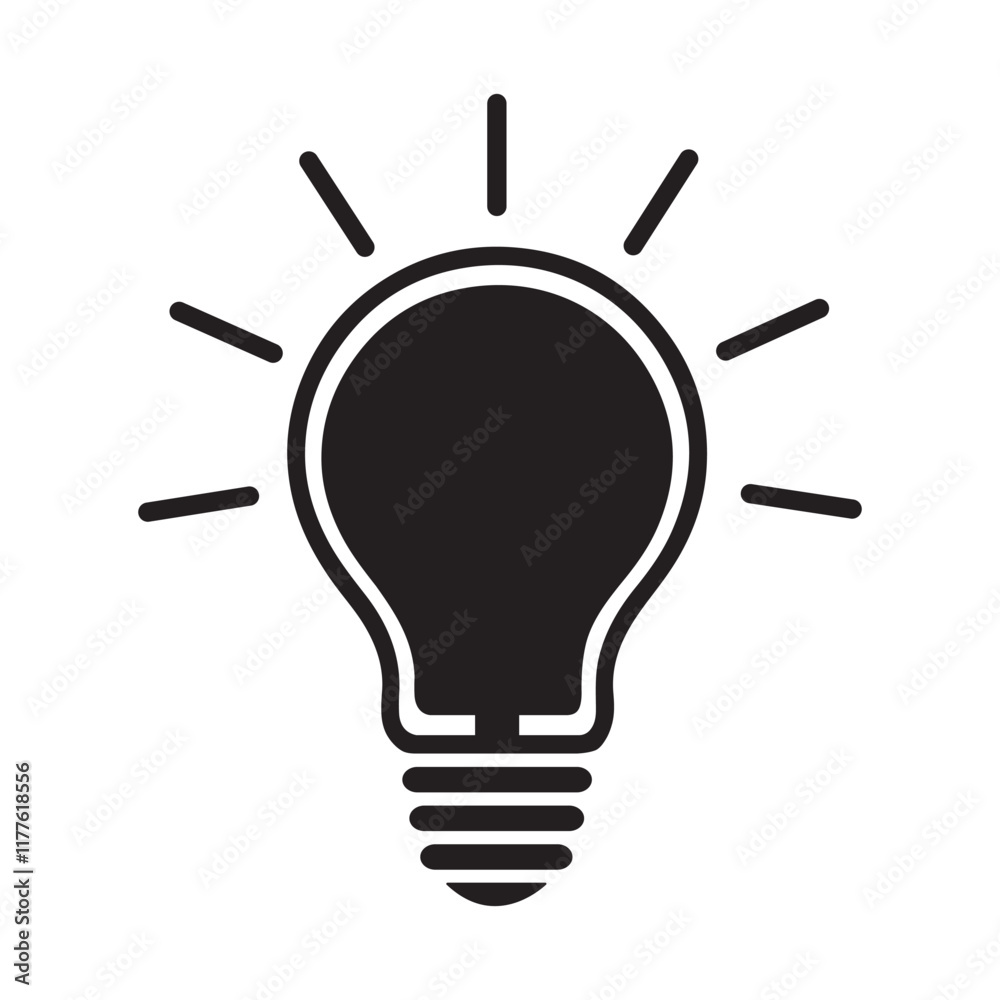 Light Bulb silhouette icon, Light Bulb line art, Light Bulb silhouette vector art