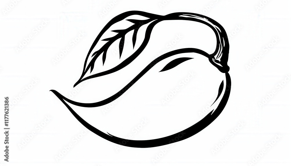 A stylized mango with a prominent leaf. Ideal for food brands, juice companies, or tropical-themed designs. Conveys freshness and natural flavor.