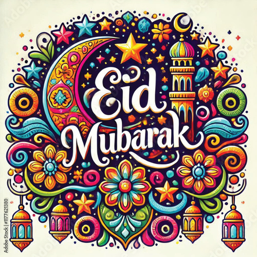 vector Eid Mubarak, Muslim holiday throughout the world
