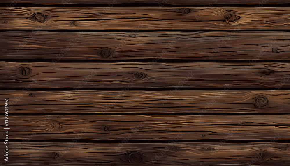 Fototapeta premium Dark Brown Wooden Planks Horizontal Texture Background