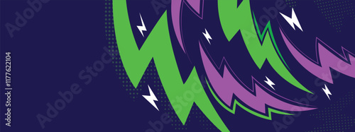 Gaming esport background striking stripes electric banner vector illustration design purple green halftone pattern modern abstract concept