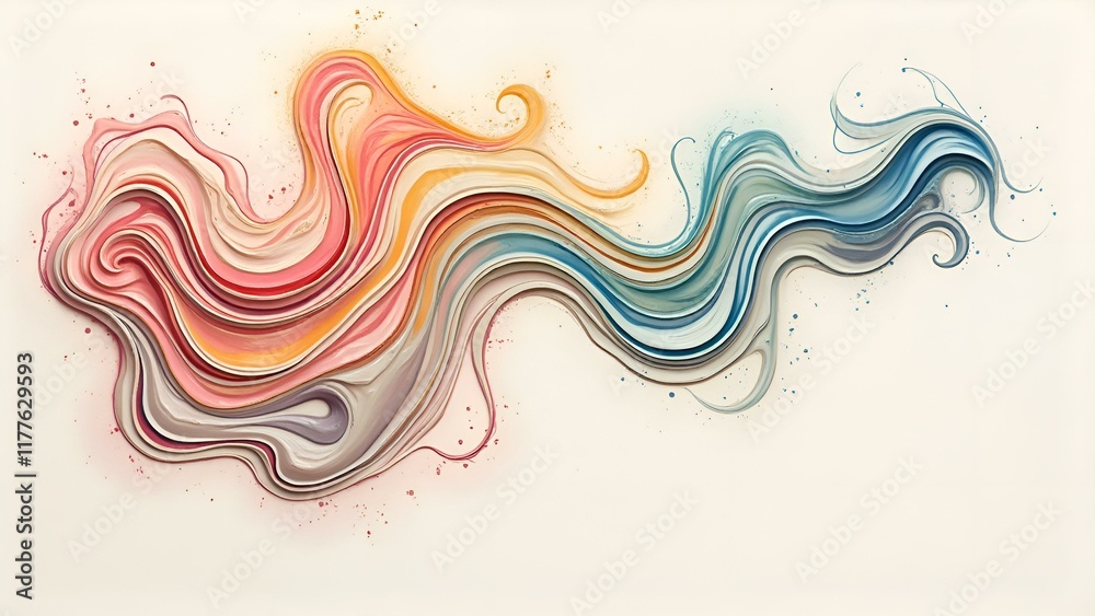 Colorful Wave-Like Abstract Art, Dynamic Layers, Vibrant Colors Colorful Wave-Like Abstract Art, Dynamic Layers, Vibrant Colors