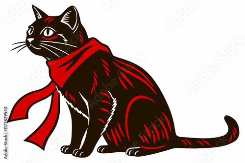 Valentine Cat with White Background: Romantic Feline Art