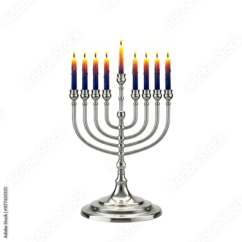 Silver Hanukkah isolated on transparent background