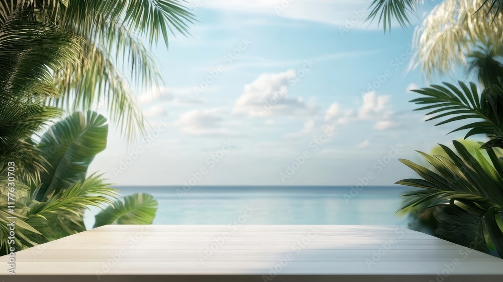 Fototapeta premium Serene beach view tropical paradise landscape photography coastal environment elevated perspective