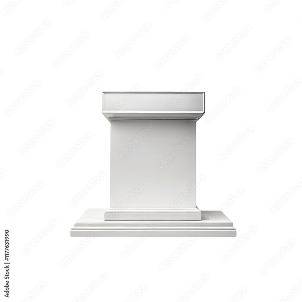 Blank Podium: A minimalist, clean, and modern white podium, perfect for presentations, speeches, or announcements. Ideal for showcasing your brand or message. Blank Podium: A minimalist, clean, and modern white podium, perfect for presentations, speeches, or announcements. Ideal for showcasing your brand or message.