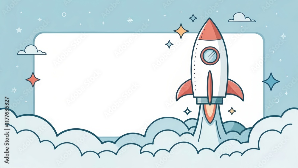 Fototapeta premium cute rocket start up doodle art illustration background