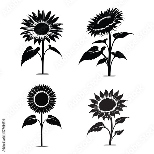  Sunflowers in Silhouette Art
