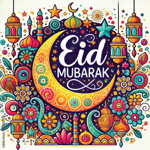 vector Eid Mubarak, Muslim holiday throughout the world