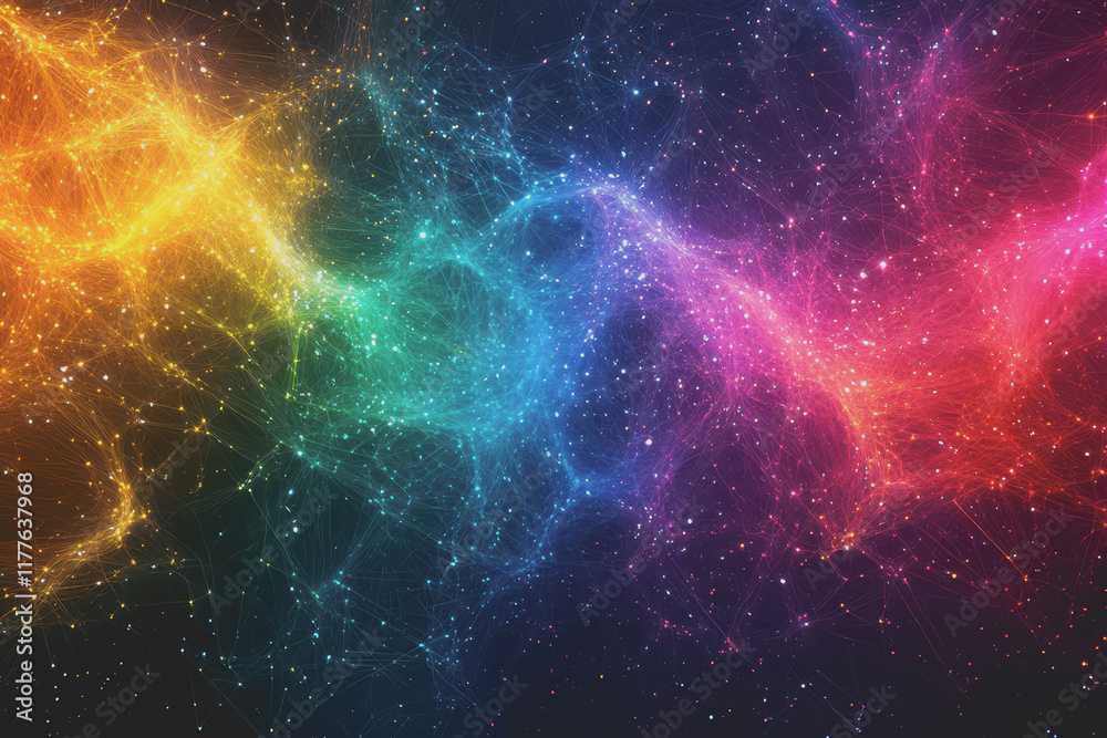 Fototapeta premium Abstract social connect line data tangle colorfully to create a connection.