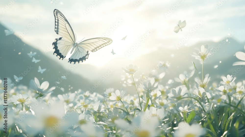custom made wallpaper toronto digitalGraceful Butterfly Over Flower Field