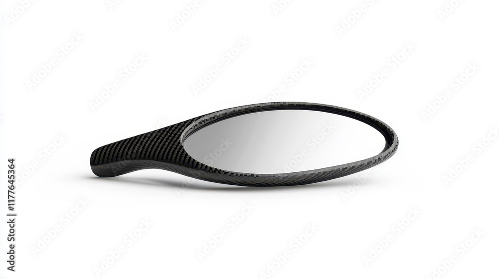 Sleek Carbon Fiber Hand Mirror on White Background Sleek Carbon Fiber Hand Mirror on White Background