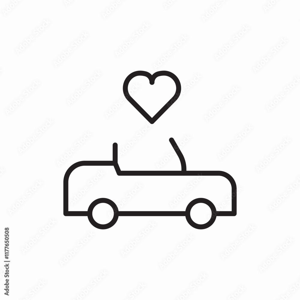 Car heart love travel icon vector sign Car heart love travel icon vector sign