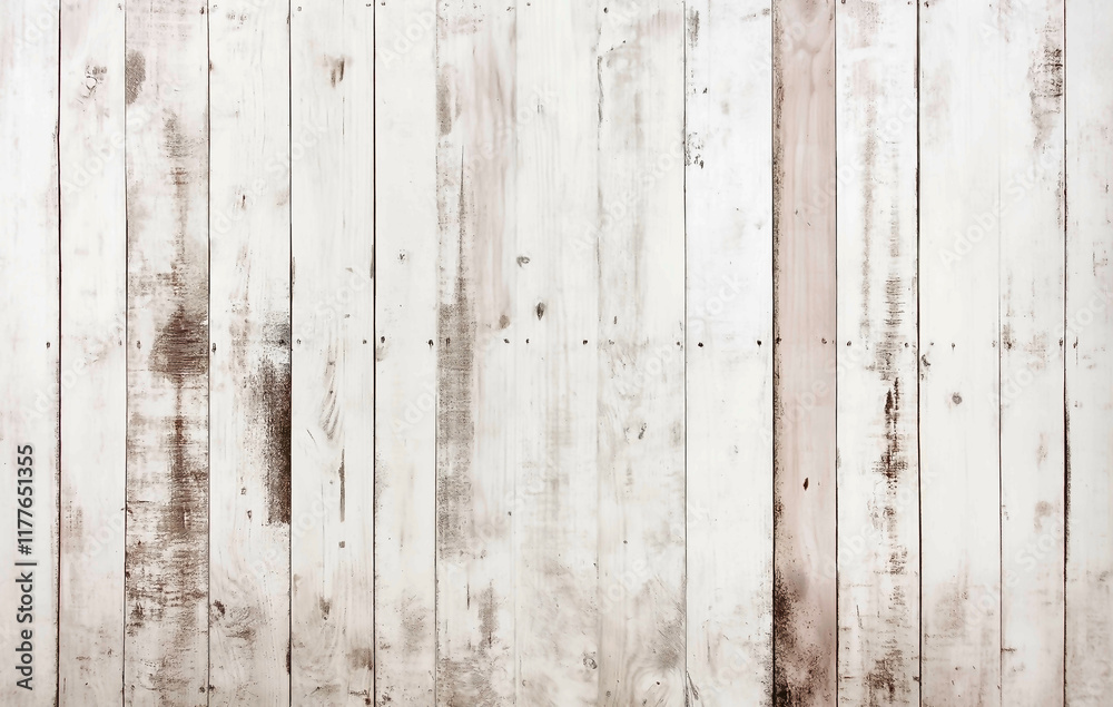 White wooden background with an aged wood texture for design and decoration, intage white rustic shabby wall panels, distressed wood texture, old planks of natural pine wood. Generative Ai