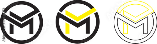 Graphic letter M logo, Letter M monogram.