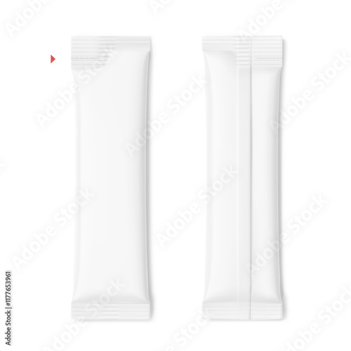Blank package stick mockup.  Flat lay view. Vector illustration isolated on white background. Can be use for food, cosmetic, medicine and etc. EPS10.