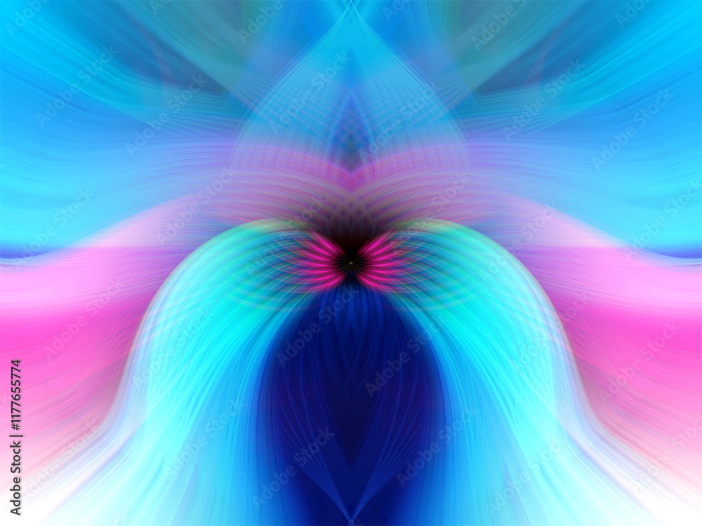 Fototapeta premium Vibrant abstract art with colorful symmetrical patterns and glowing light effects, perfect for creative and artistic designs
