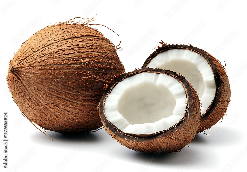 A coconut tree on a white summer background A coconut tree on a white summer background