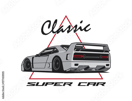 classic super  car vector illustration graphic with text