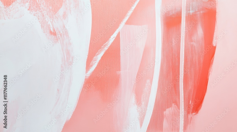 Fototapeta premium Soft coral tones blend gently with white strokes in an abstract art composition