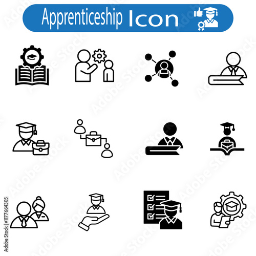 apprenticeship concept vector art icon set illustration on white background.
