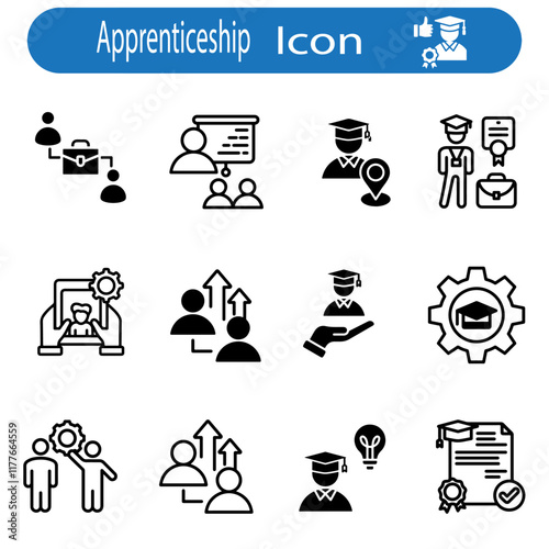 apprenticeship concept vector art icon set illustration on white background.
