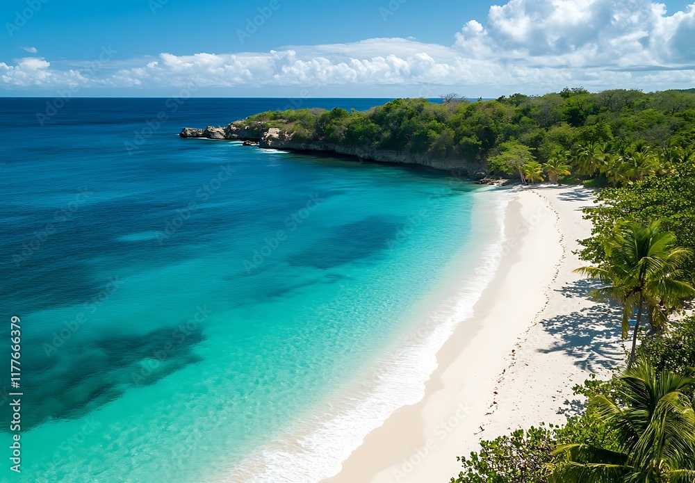 Obraz premium A stunning view of the turquoise waters and white sandy beaches, summer background