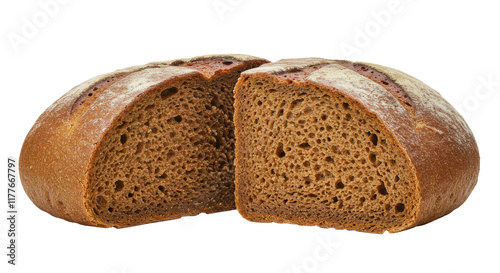 Fresh Baked Pumpernickel Bread Loaf, Bakery Food, Isolated Transparent PNG, Large Format
 photo